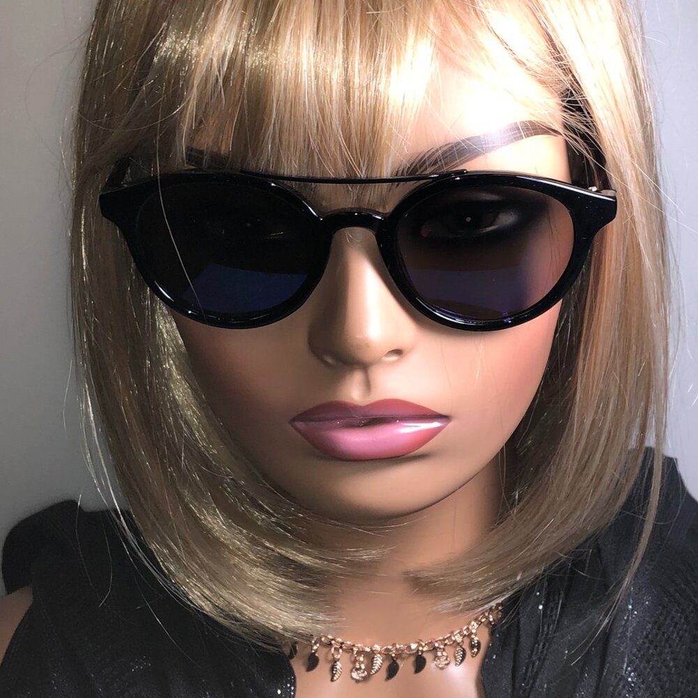 Elizabeth and James Rounded Black Aviator Sunglasses